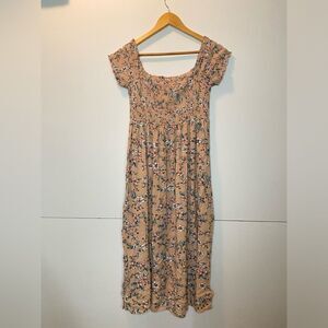 Aeropostale Muted Floral Cottagecore Smocked Flowy 100% Rayon Casual Dress XL